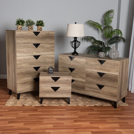 Wales Modern And Contemporary TwoTone Black And Light Brown Finished Wood 3Piece Storage Set
